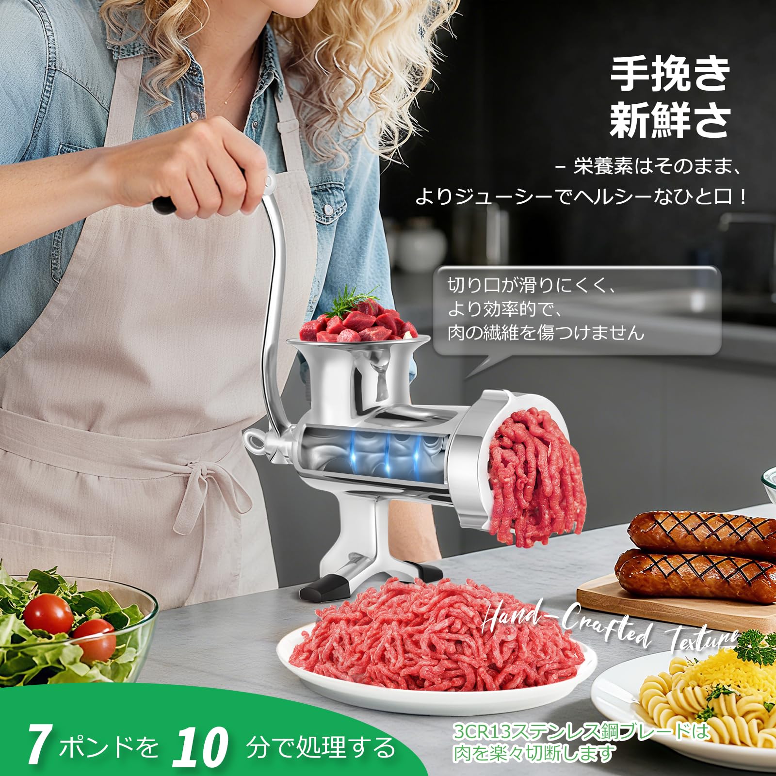 Huanyu ミンチ機 手動式ミンサー ミートチョッパー Amazon | Huanyu ミンチ機 手動式ミンサー ミートチョッパー 304