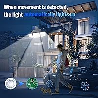 Vista 7 de 2500LM Solar Lights Outdoor with Motion Sensor,3 Head 270° Wide Angle Street Area Lights, IP65 Waterproof Security Lighting with 3