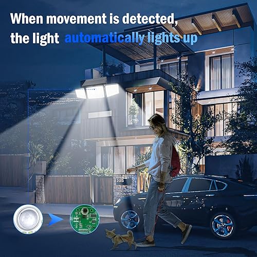 Miniatura 7 de Luces solares de 2500 lm para exteriores con sensor de movimiento, 3 cabezales de 270 de gran angular, iluminación de seguridad impermeable IP65 con
