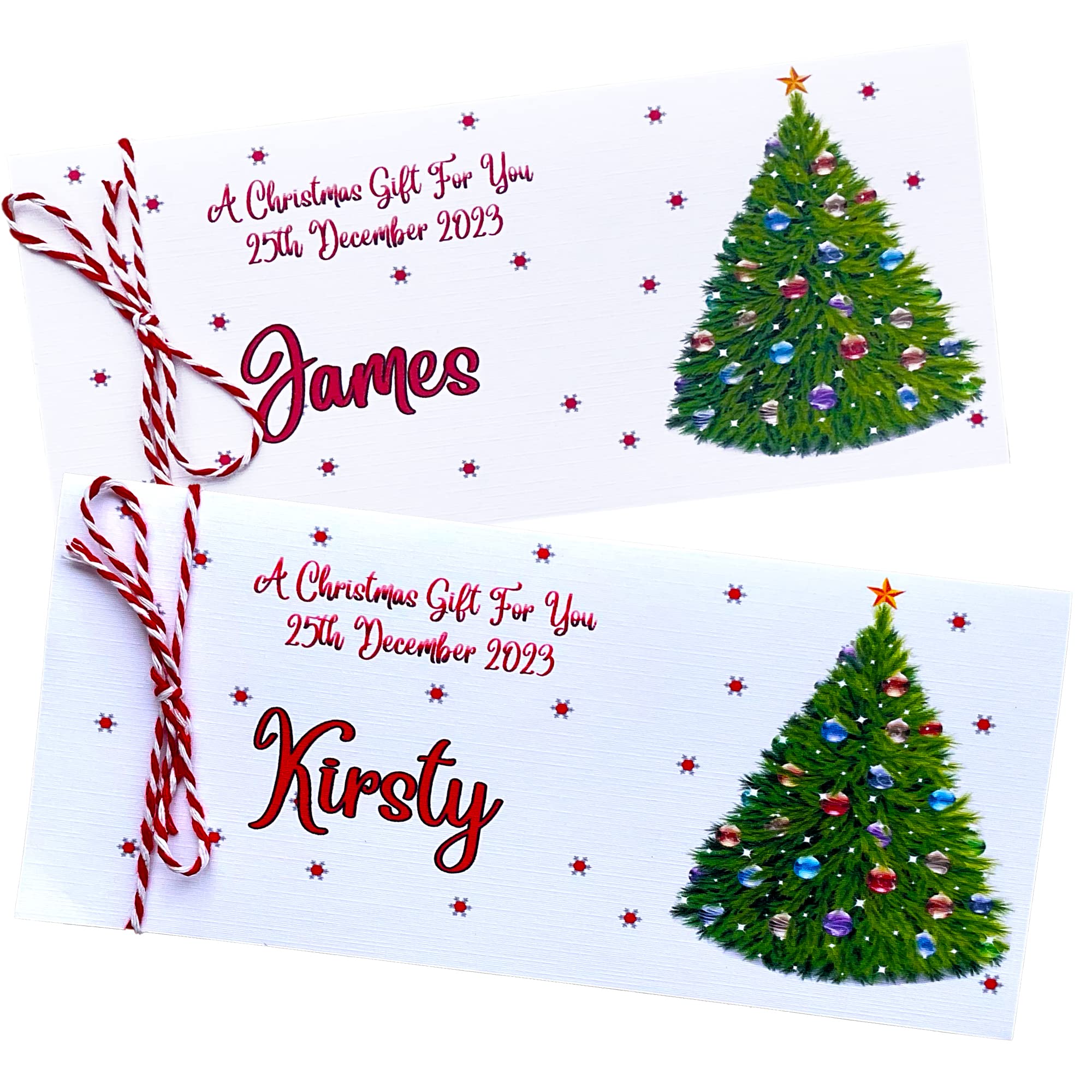 Christmas Money Voucher Wallet 2023 Personalised Name complete with Blank/Personalised Envelope Christmas Tree