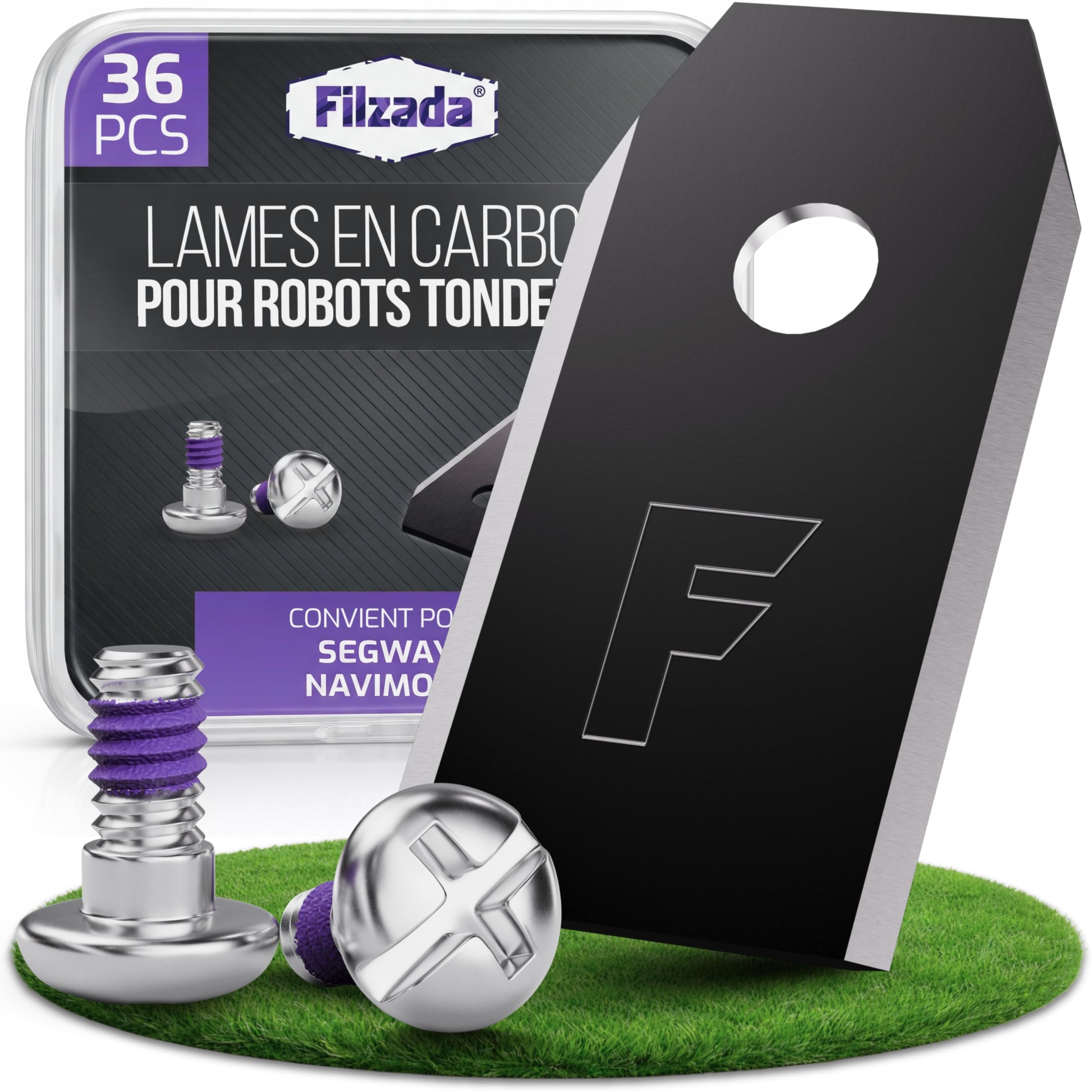 Lame robot tondeuse en carbone Filzada pour Segway Navimow I105e avec vis incluses x36