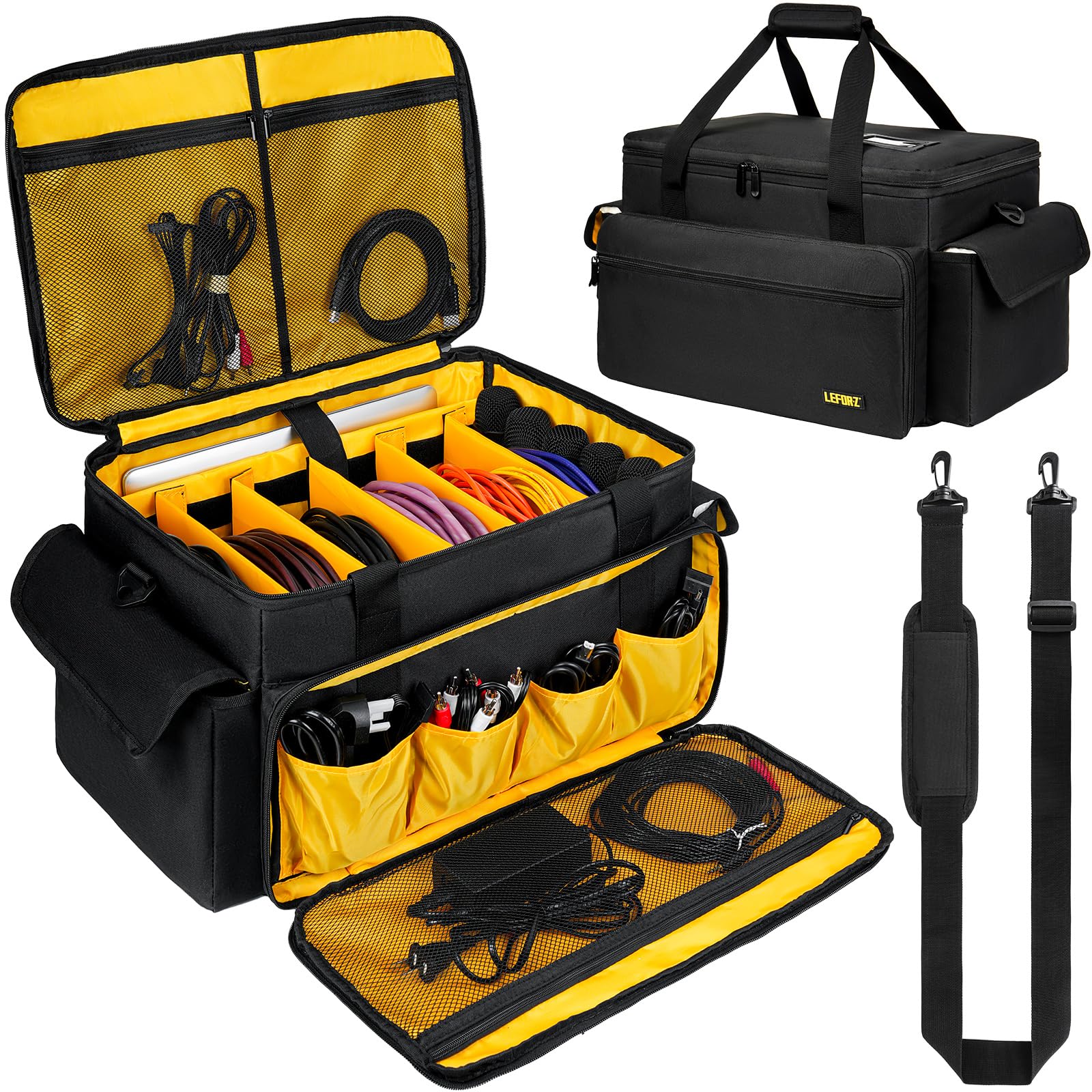 VEVOR Borsa per Mixer DJ, Tessuto Oxford 1200D, Borsa per Attrezzatura DJ con Tasca Portaoggetti Tracolla Rimovibile 1,5 m, Borsa per Organizzazione per DJ 19,29 x 8,66 x 15,34 pollici