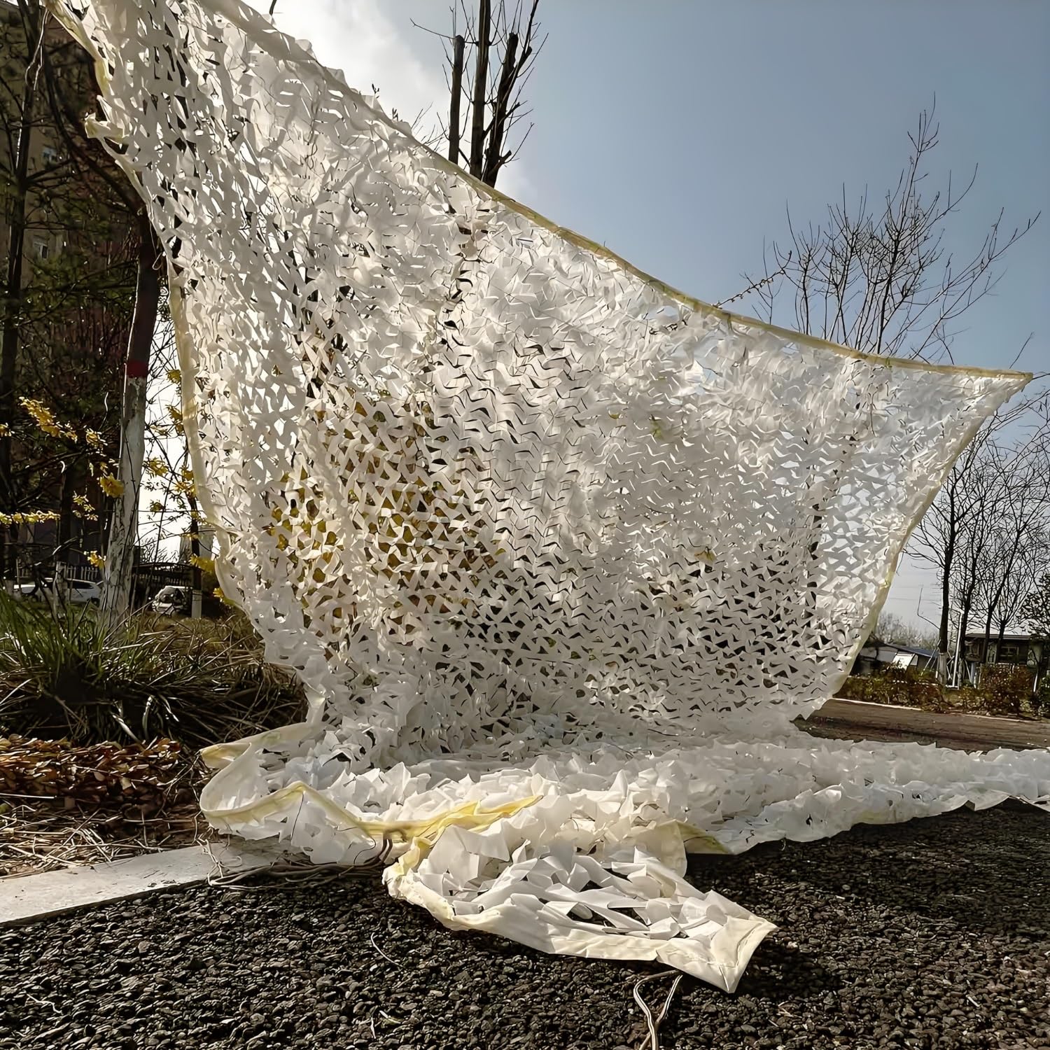 Generisch Tarnnetz Beige, Sonnensegel Camping, Sonnenschutz Terrasse, Auto Markise, Jagd Sonnenschutznetz, Militärisches Dekoratives Tarnnetz, Terrassenschatten, Verstärkte(5x5 M)
