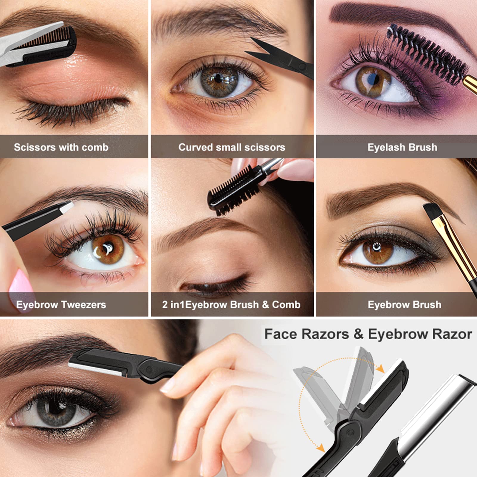 Amazon.com: 12 in 1 Eyebrow Trimmer Kit Eye Brow Scissors, Eyebrow