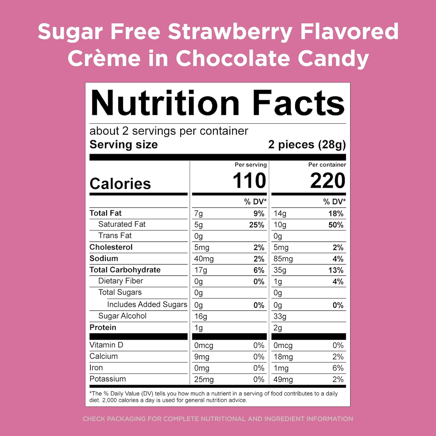 RUSSELL STOVER Sugar Free Strawberry Flavored Crème Candy, 2 oz. bag (Pack of 10)
