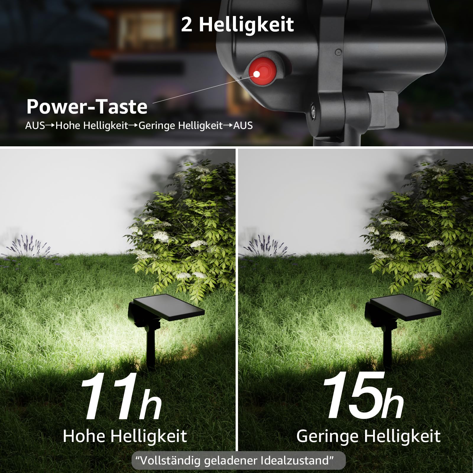 Lepro Solar Gartenleuchten Kaltweiß IP65 Aussen 2 Beleuchtungsmodi, 4 Stück | Solarlampen für Außen Garten, IP65 mit Drehbaren Solar Panel, 2-in-1 Solarleuchten, 43LED Solar Strahler Wegeleuchten