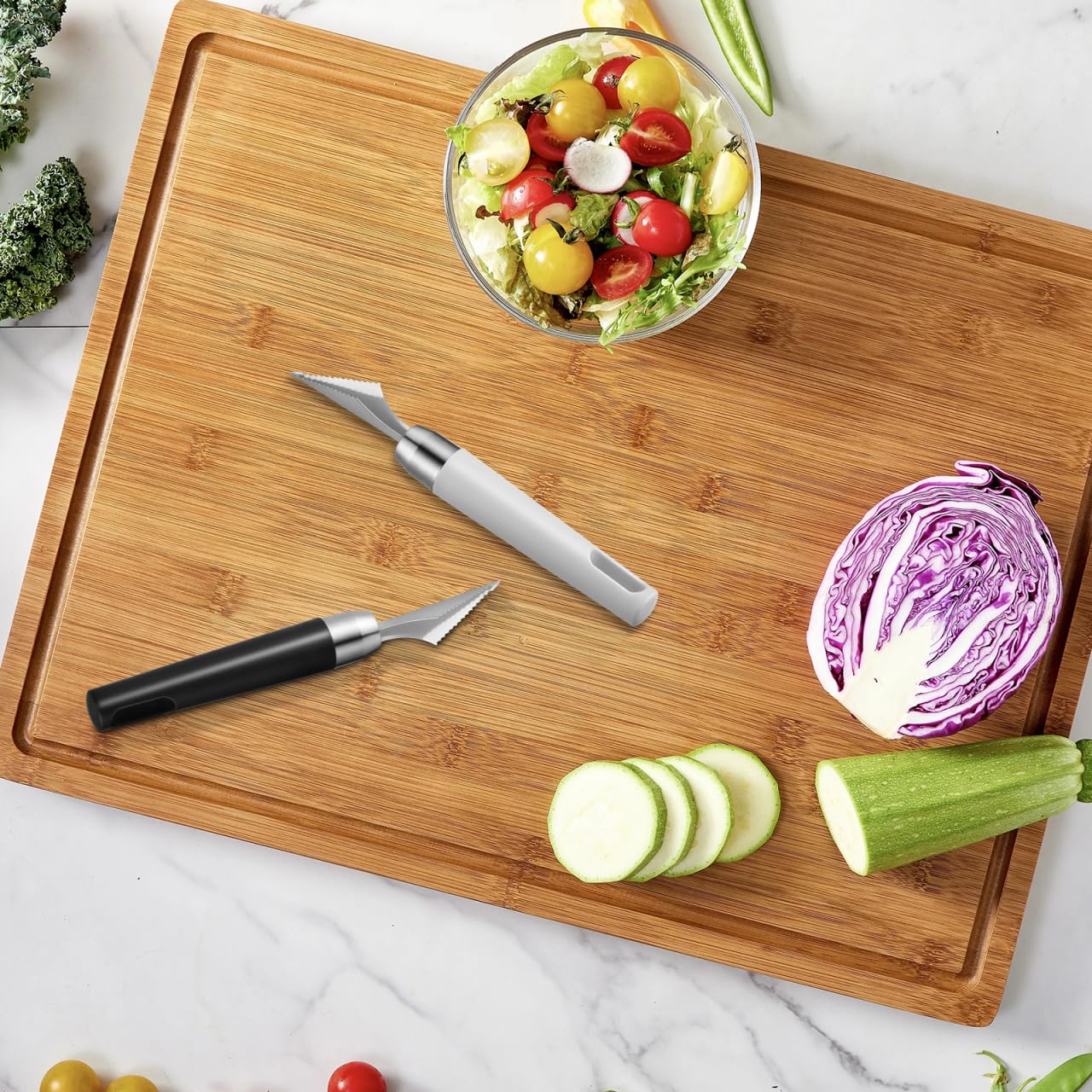 VILLCASE 2 Pcs V-Shaped Fruit Carving Knives, Stainless Steel Garnish Tools — Amazon image 6