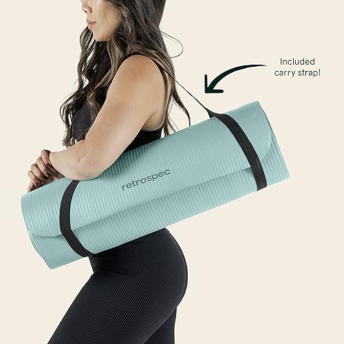 Miniatura 7 de Retrospec Solana Yoga Mat 12" Thick wNylon Strap for Men & Women - Non Slip Excercise Mat for Yoga, Pilates, Stretching, Floor & Fitness Workouts,