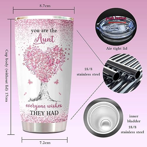 Miniatura 5 de ZANIION Vaso de regalo para tía de sobrina, sobrino, regalos para la mejor tía, ideas de regalo para tías, regalo de Navidad, día de la madre,