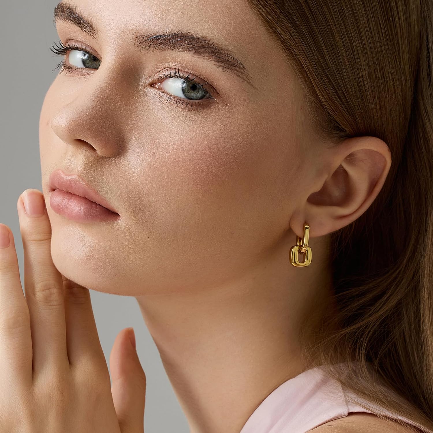 18K Gold Plated Chunky Hoop Earrings for Women Fashion Thick Gold Hoops Set Jewelry for Birthday Christmas Gifts - Image 6