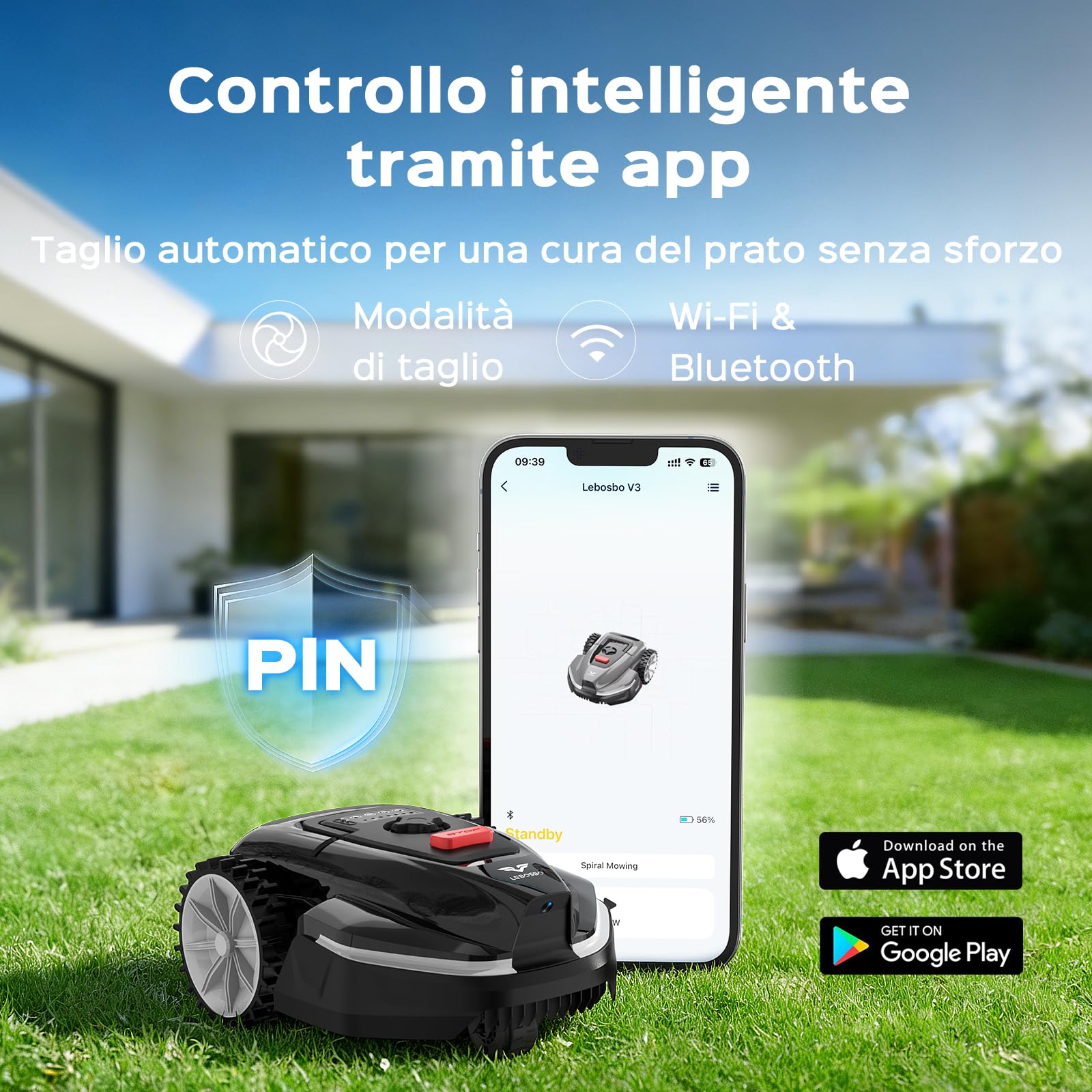 V3 Robot cortacésped, con navegación Visual, detección de 150+ obstáculos, Control por App, 50 dB, con Modo Espiral y Sensor de Lluvia, cortacésped automático para Jardines pequeños y medianos