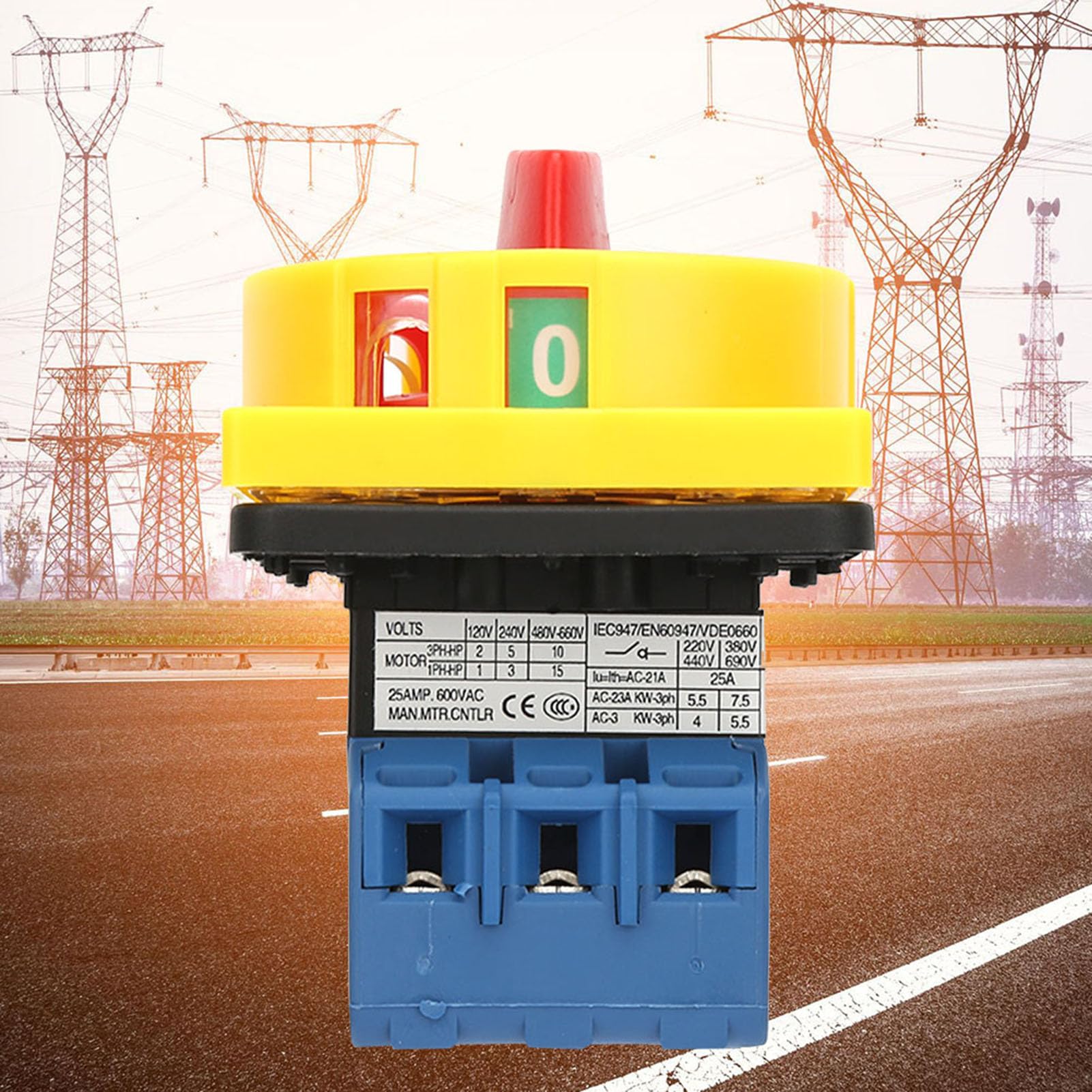 Interruttore automatico di carico interruttore 25A,interruttore automatico di carico interruttore potenza a camma rotativa tripolare adatto per macchine utensili,macchinari,industria chimica,tessile