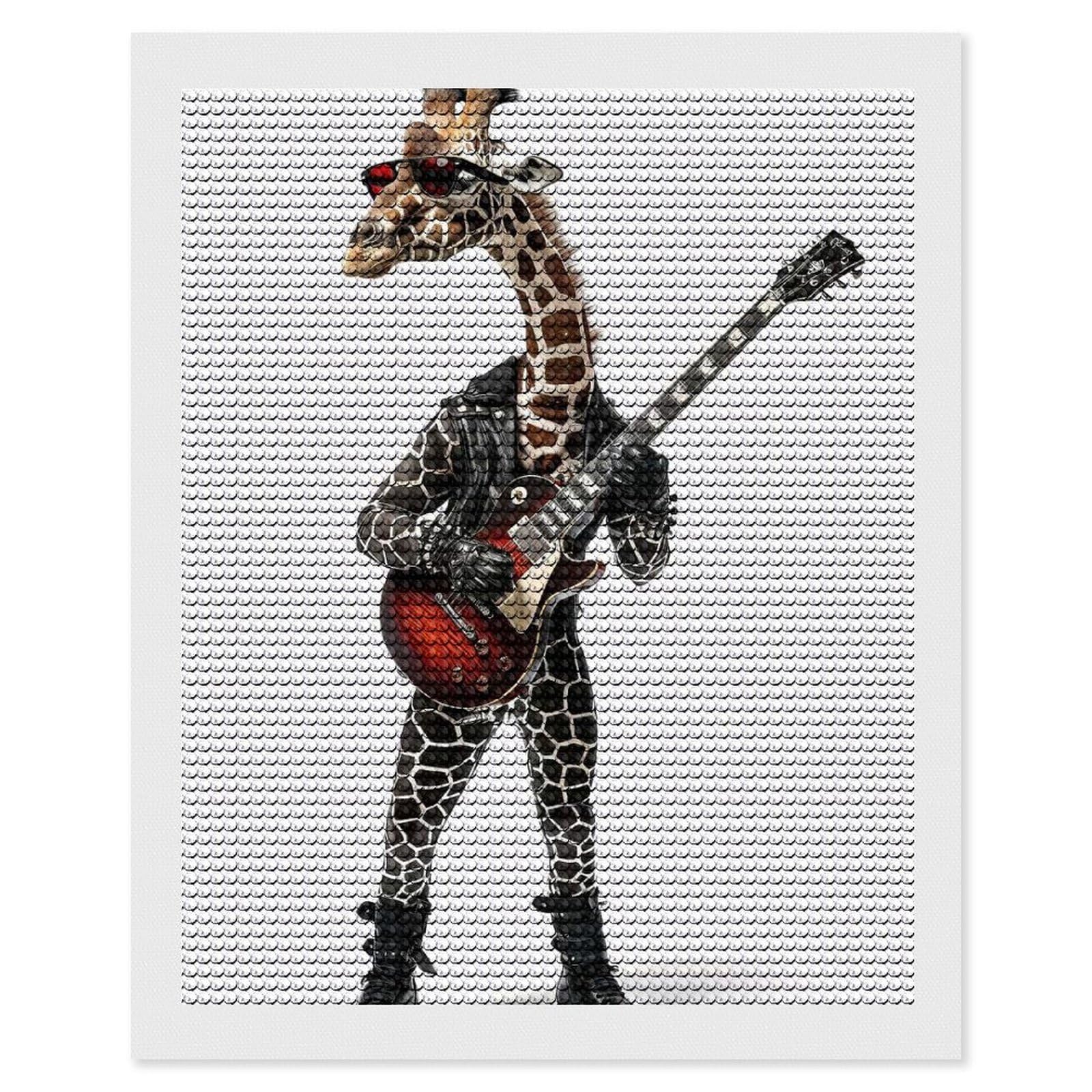 Junmoney Giraffe Guitar Diamond Painting Canvas Set 16"x20", for Beginners, Complete Accessories, Christmas Gift, Modern Decor