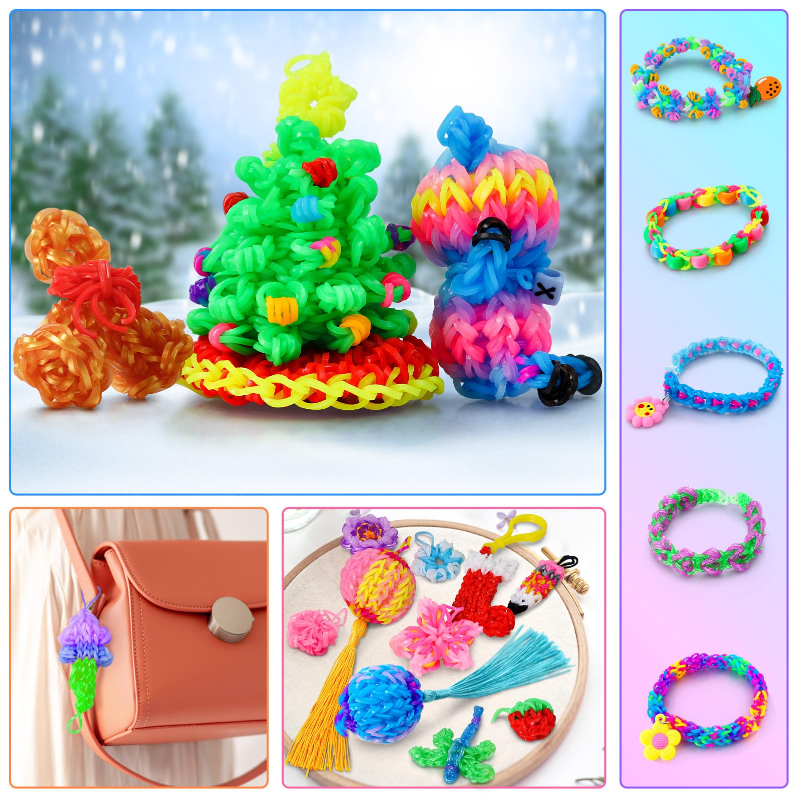 ROSHUKG 45 colori Elastici per Braccialetti con Contenitore a 3 Strati, Kit per Fare Braccialetti di Gomma per Ragazzi e Ragazze, Regalo di Tessitura