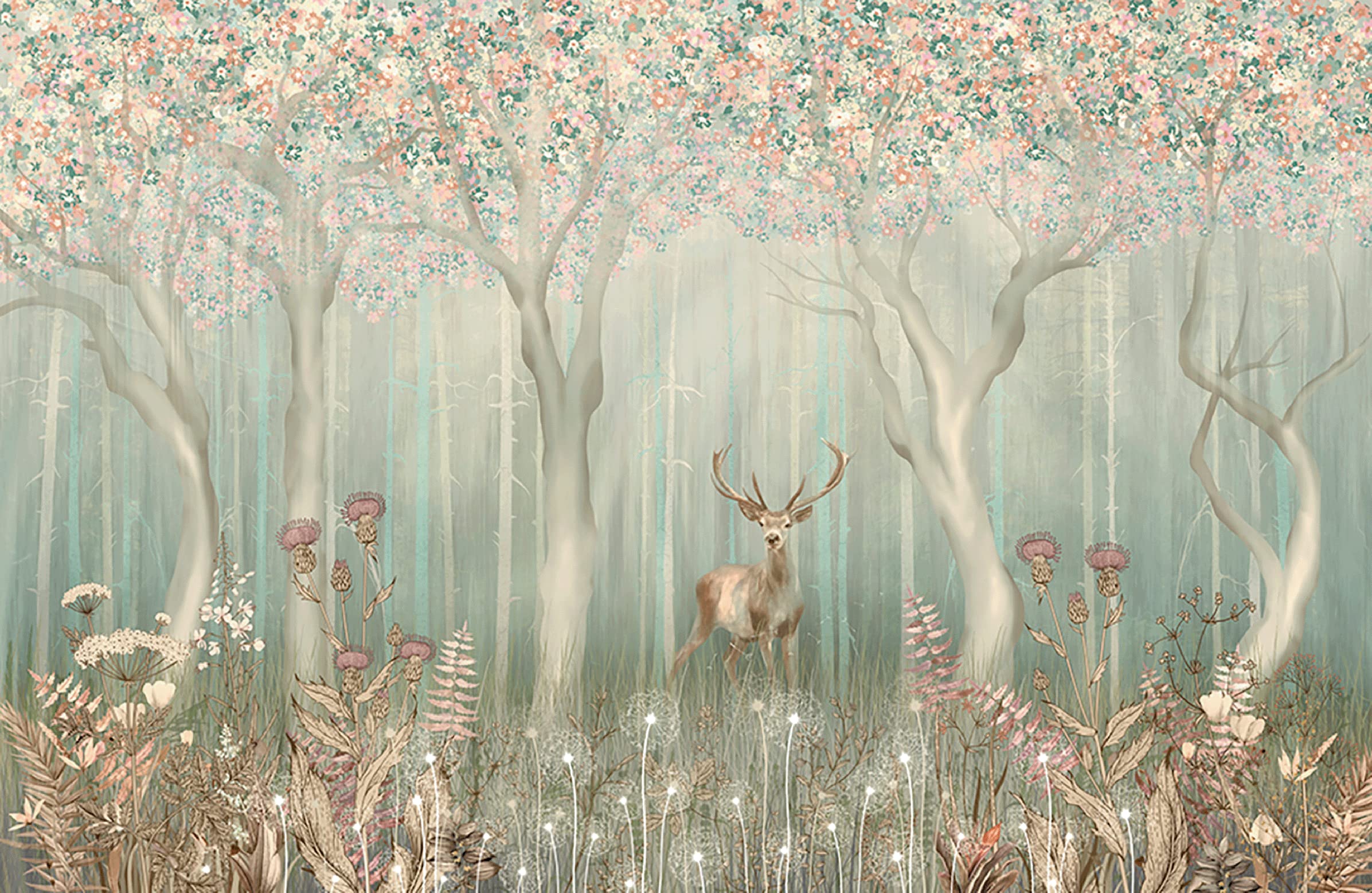 Woodland Walk Mural Luxury Dollhouse Wallpaper - Dolls House Miniature - Flooring Sheet - 12th Scale - 24th Scale (170 gsm paper in 48th Scale)