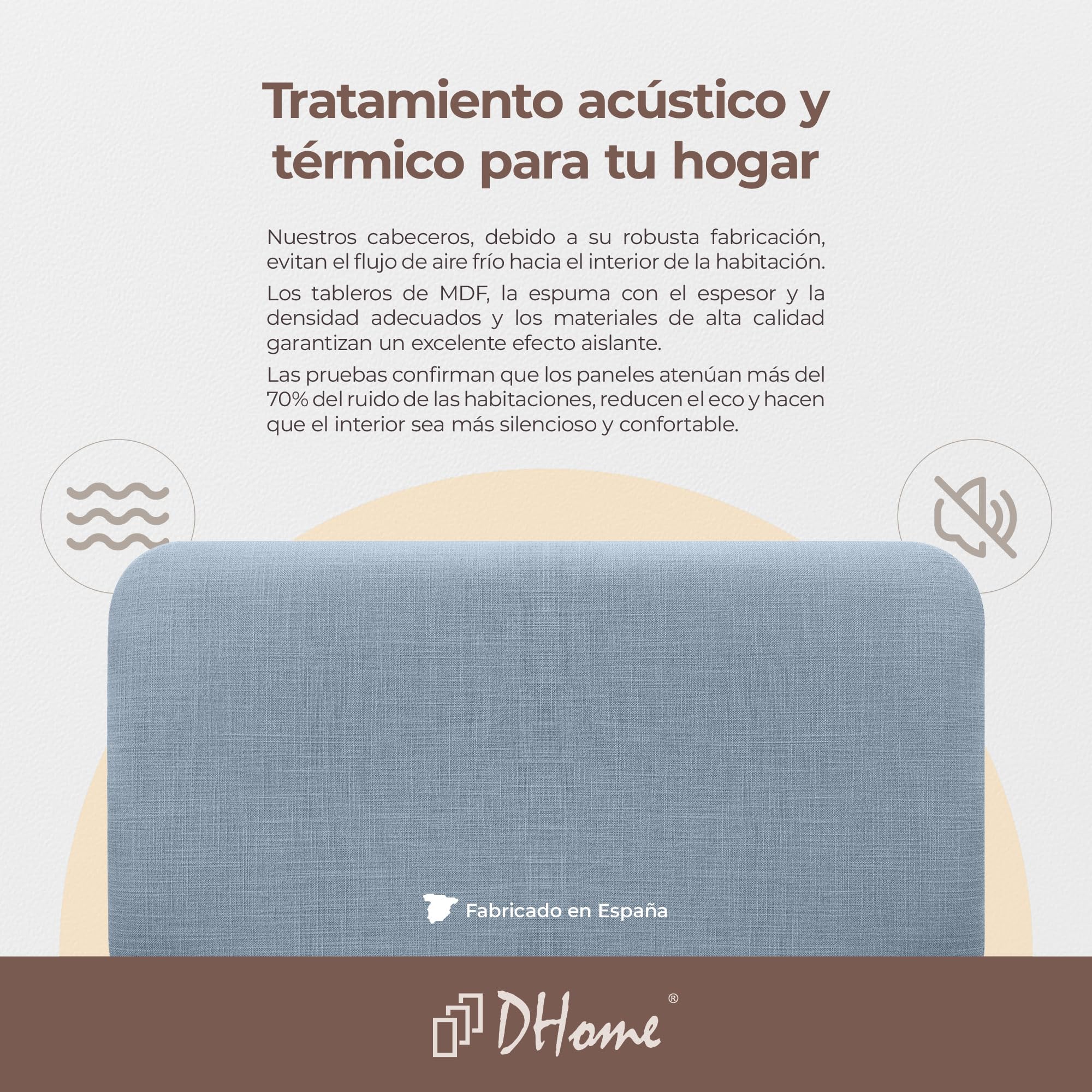 DHOME Testiera Imbottita Liscia Arrotondata in Lino Naturale con Gambe per Parete Acustica Testate Letto Fonoassorbenti Camera da Letto (Blu, 110cm)