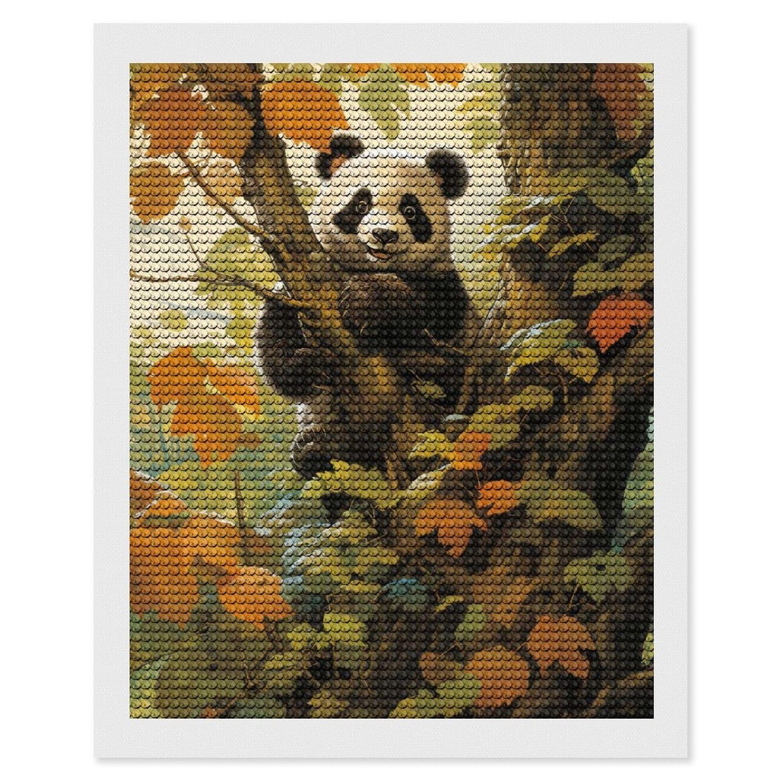 Junmoney Panda Diamond Painting Set 16"x20", Full Kit Included, Sparkling Round Gems, Farmhouse Decor, Festive Craft Gift