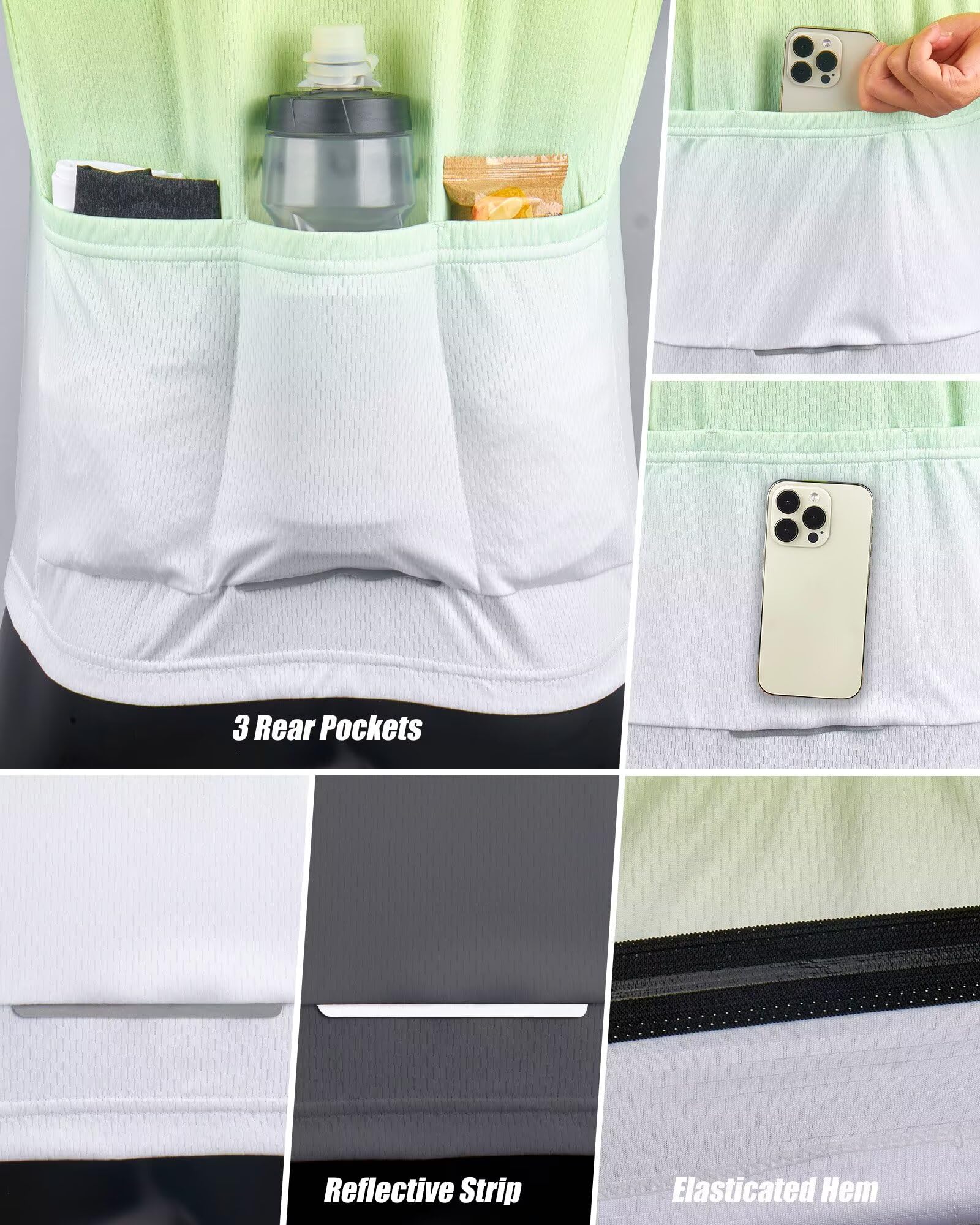 ROTTO Maillots Cyclisme Hommes Manches Courtes Poche Fermeture Éclair