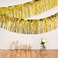 Vista 4 de 6 Packs 10 Feet Foil Fringe Garland Metallic Foil Tinsel Fringe Garland Wall Hanging Fringe Banner for Parade Floats, Wedding, Christmas，Birthday