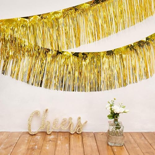 Miniatura 4 de 6 Packs 10 Feet Foil Fringe Garland Metallic Foil Tinsel Fringe Garland Wall Hanging Fringe Banner for Parade Floats, Wedding, Christmas，Birthday