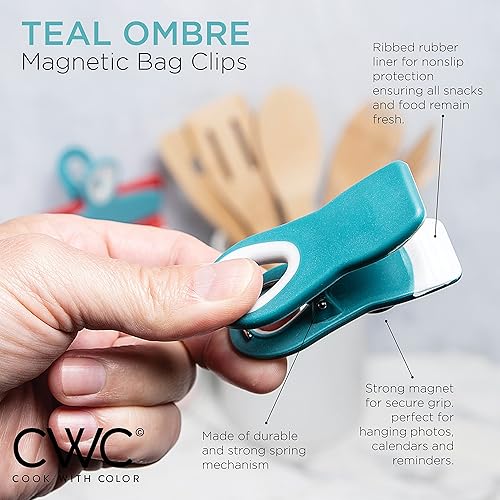 Miniatura 51 de COOK WITH COLOR Clips para bolsas con imán, clips para alimentos, clips para chips, clips para bolsas para almacenamiento de alimentos con agarre