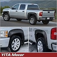 Vista 2 de YITAMOTOR Guardabarros delantero y trasero compatibles con Chevy Silverado 1500 2007-2013 (solo apto para cama corta de 69.3 pulgadas)