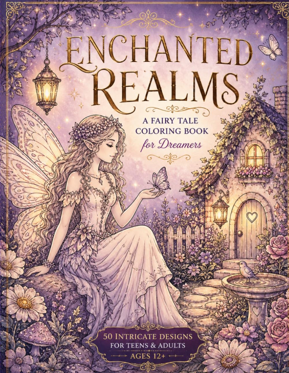 Enchanted Realms Fairy Tale Coloring Book: A Fairy Tale Coloring Book for Teens & Adults Featuring Magical Worlds, Fairies, Castles, and Relaxing Fantasy Designs