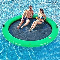 Vista 27 de Round Inflatable Floating Dock, Sunchill Float Ring, Hammock Tanning Pool with Woven Fabric, Manual Pump for 1-2 Min Quick Inflate/Deflate, Fits