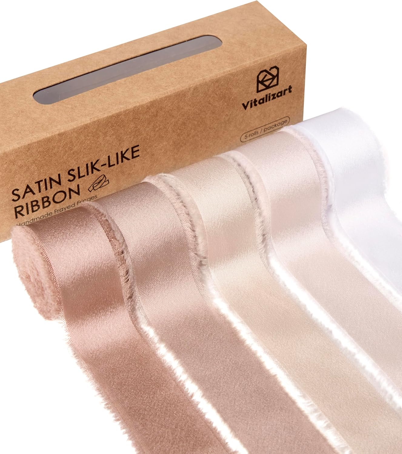 Amazon.com: Vitalizart Silk Satin Ribbon 1 inch x 25 Yard Nude & White ...