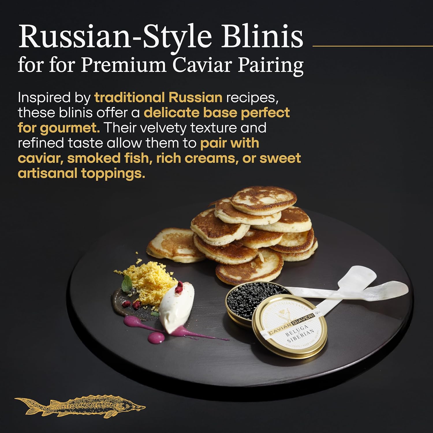 Bester Caviar Russian Cocktail Mini Blinis 2 Packs (36pcs) – Extra Thin Blinis for Caviar, Perfect for Hors d'Oeuvres, Appetizers & Snacks – 72.0 Ounce, Ready to Serve, Ideal for Parties