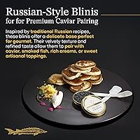 Vista 2 de Mini Blinis de cóctel ruso 2 paquetes (36 piezas) cada paquete. Extra fino, delicado en sabor y textura, perfecto para maridar con caviar.