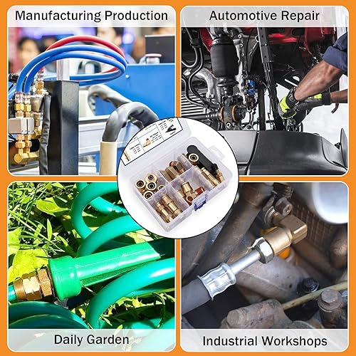Miniatura 7 de 34 piezas de latón DOT Air Brake Line Fittings Surtido de 14" 38" 12" Air Line Accesorios de conexión rápida Empuje para conectar Kit de accesorios