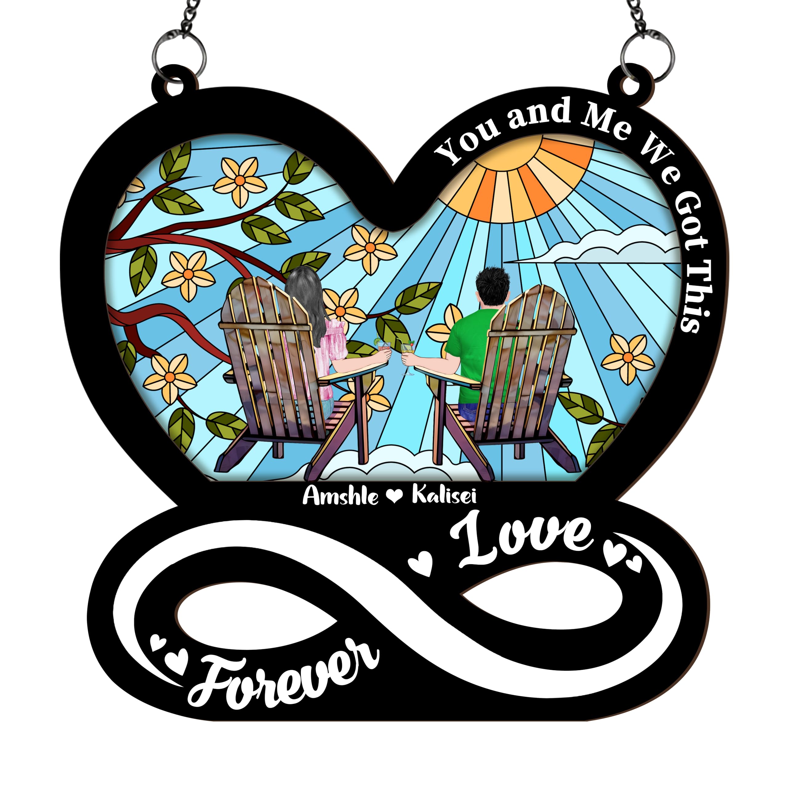 Personalized You & Me We Got This Suncatcher,Custom Window Hanging Ornament,Anniversary Housewarming Birthday Couples Gifts for for Him,Her,Wife,Girlfriend,Husband