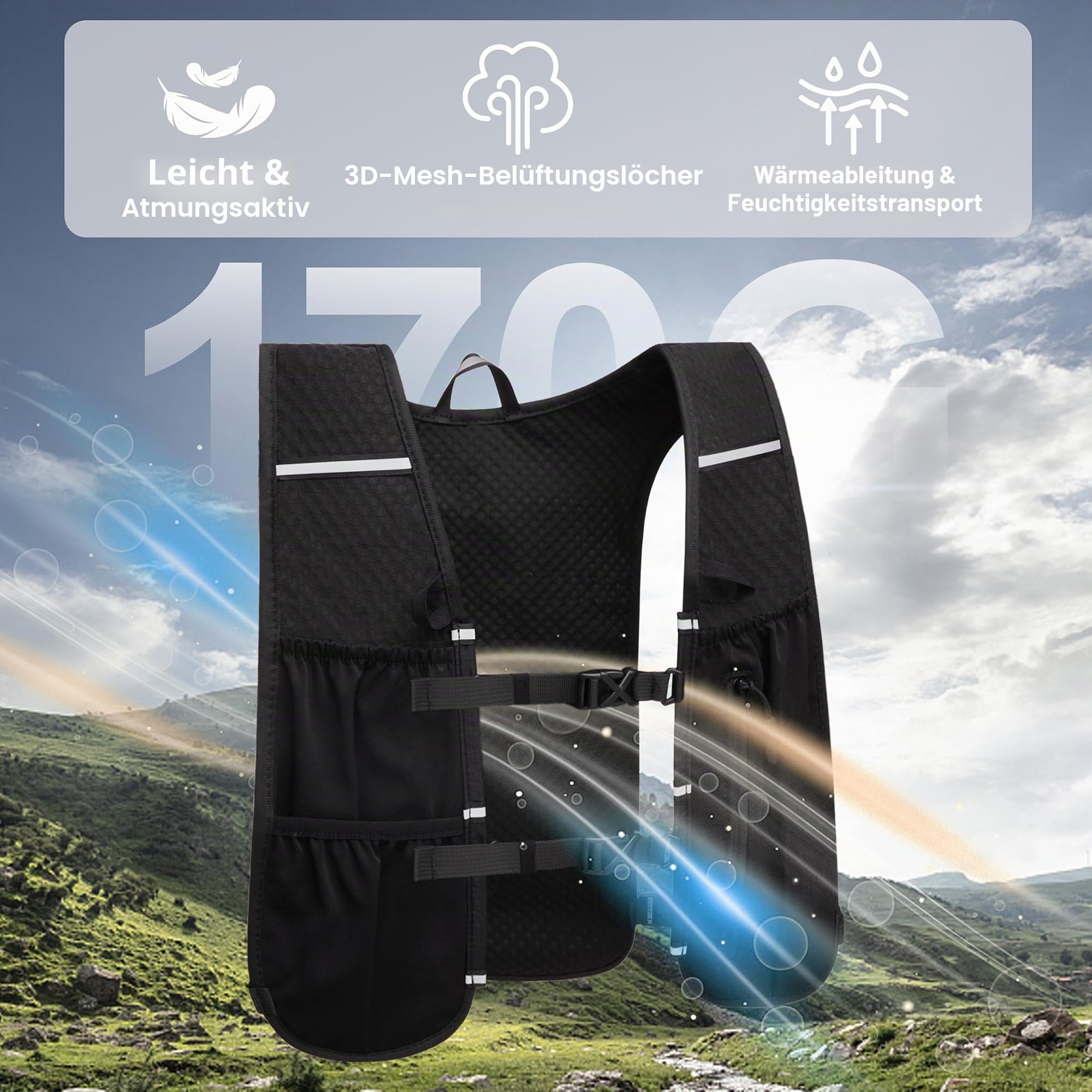 Hioutdoor Laufweste für Damen und Herren, 1500 ml