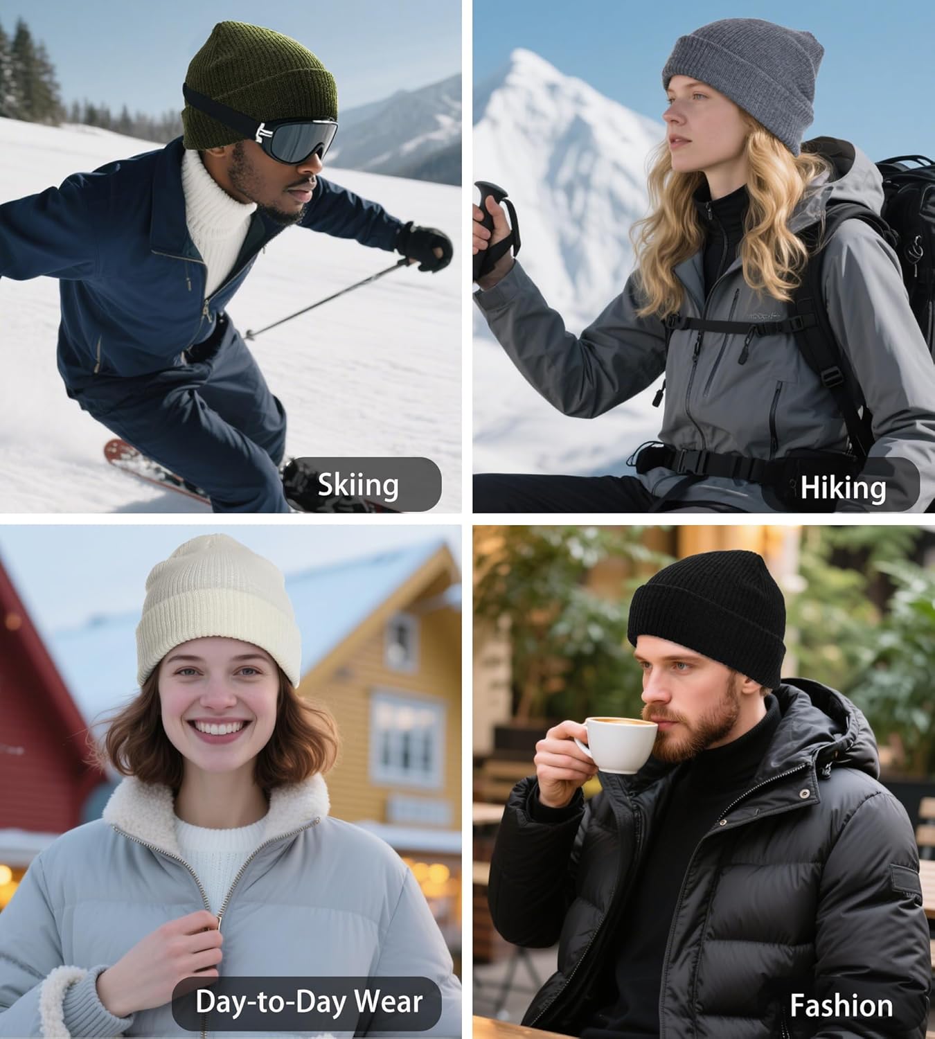 100% Merino Wool Beanie Hat for Women Men, Cuffed Knit Warm Winter Hats,Slouchy Beanies Fisherman Skull Cap Watch Caps - Image 5