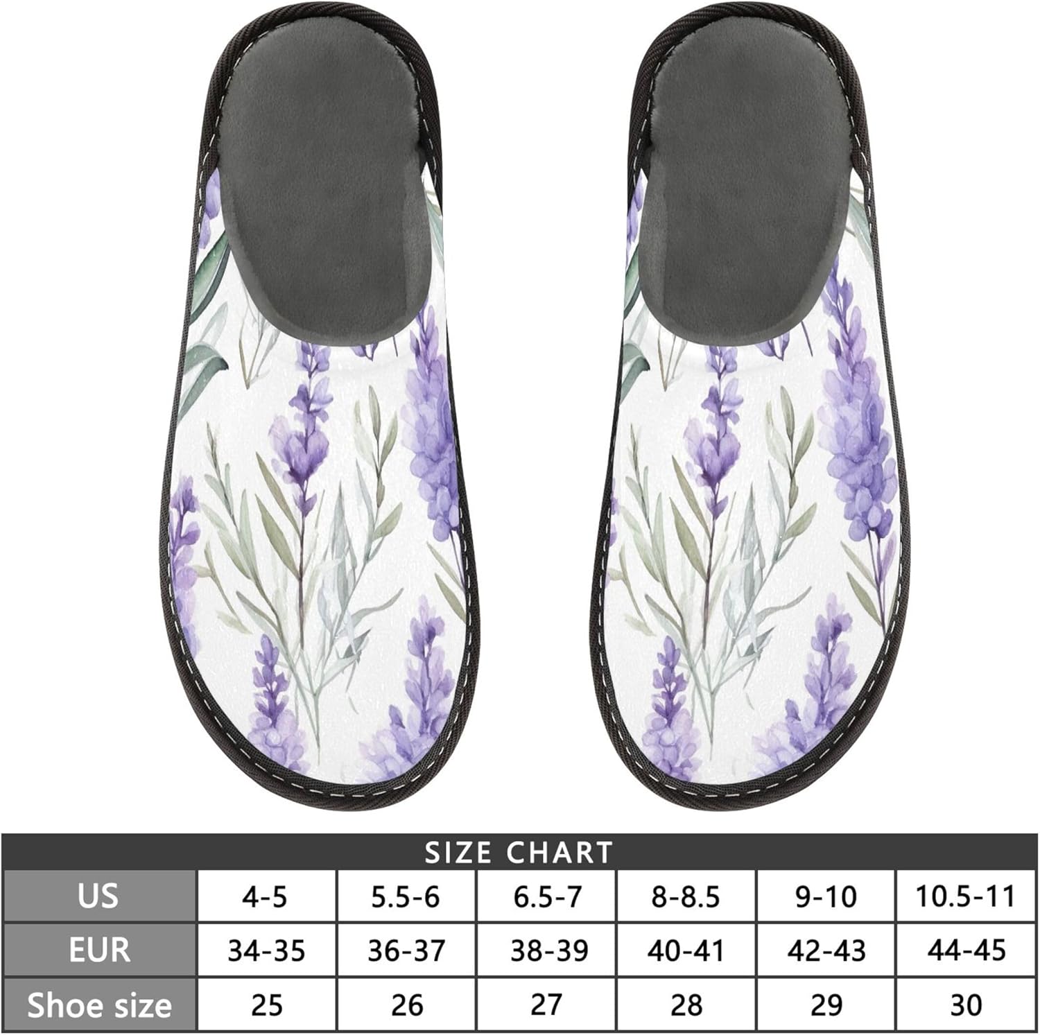 Purple Lavender Flower House Slippers – Cozy Fuzzy Slippers for Guests, Washable & Disposable, Perfect for Shoeless Home, Spa & Hotel Use A110338