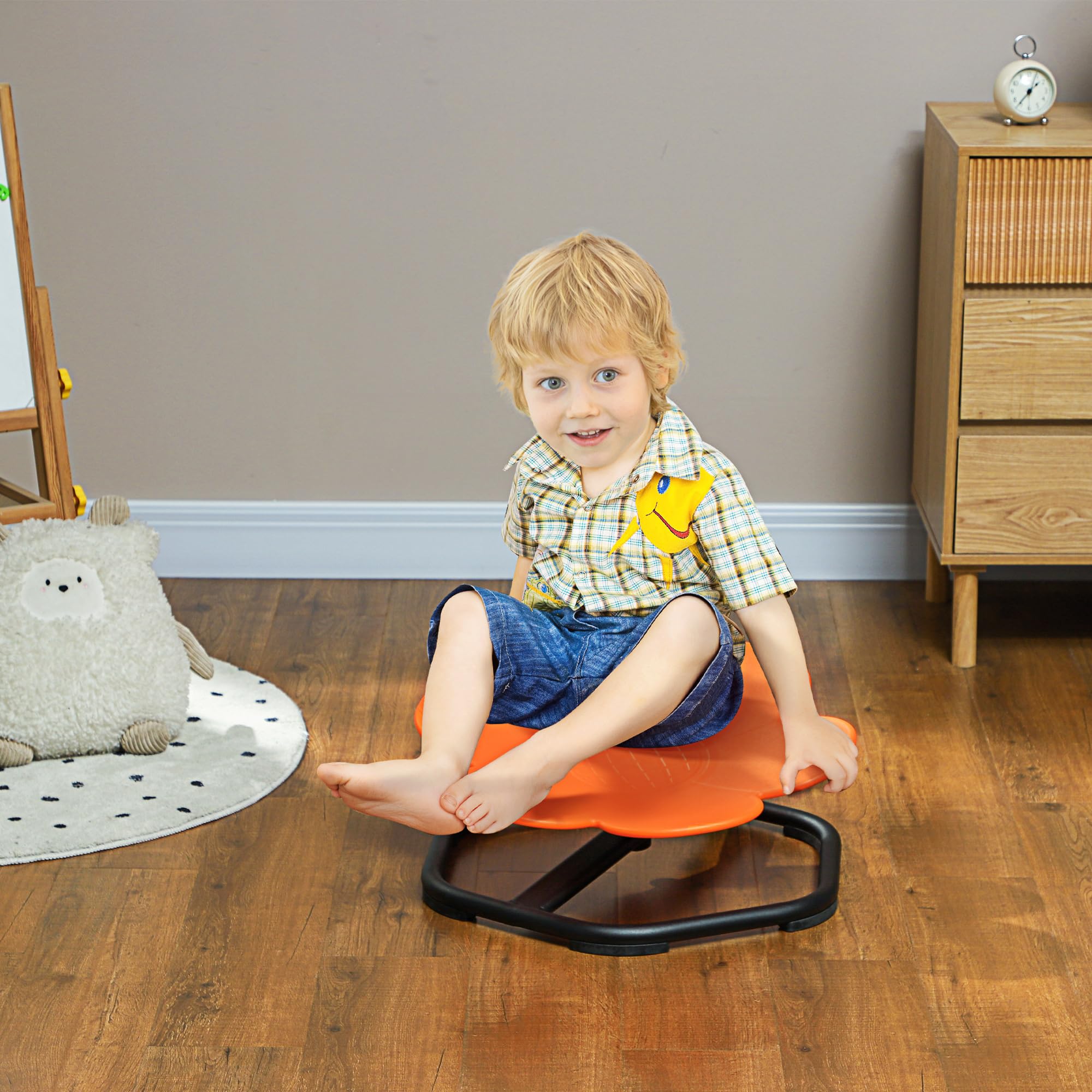 AIYAPLAY Karussell Kinder Drehstuhl 360° für Mädchen und Jungen Orange | Sensorischer Drehstuhl, Sensorisches Spielzeug für Autismus, Training Physische Koordination Gleichgewicht