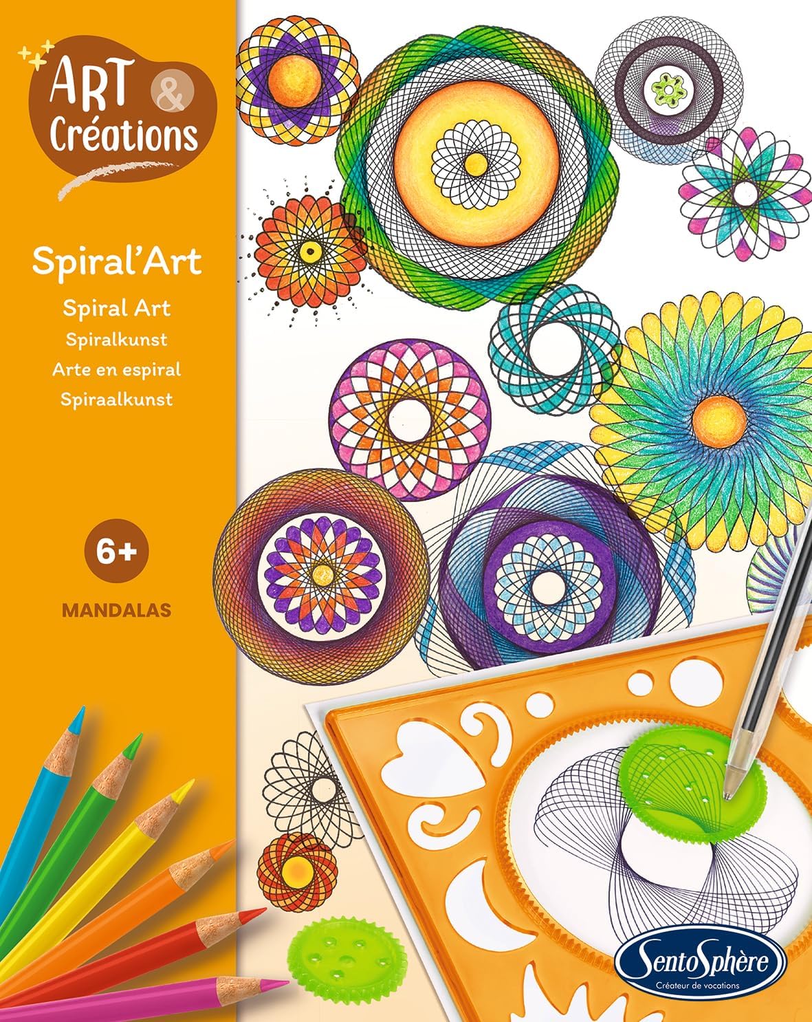 Sentosphère 3920810 Spiral Art Mandala Creative Kit DIY for Children and Adults