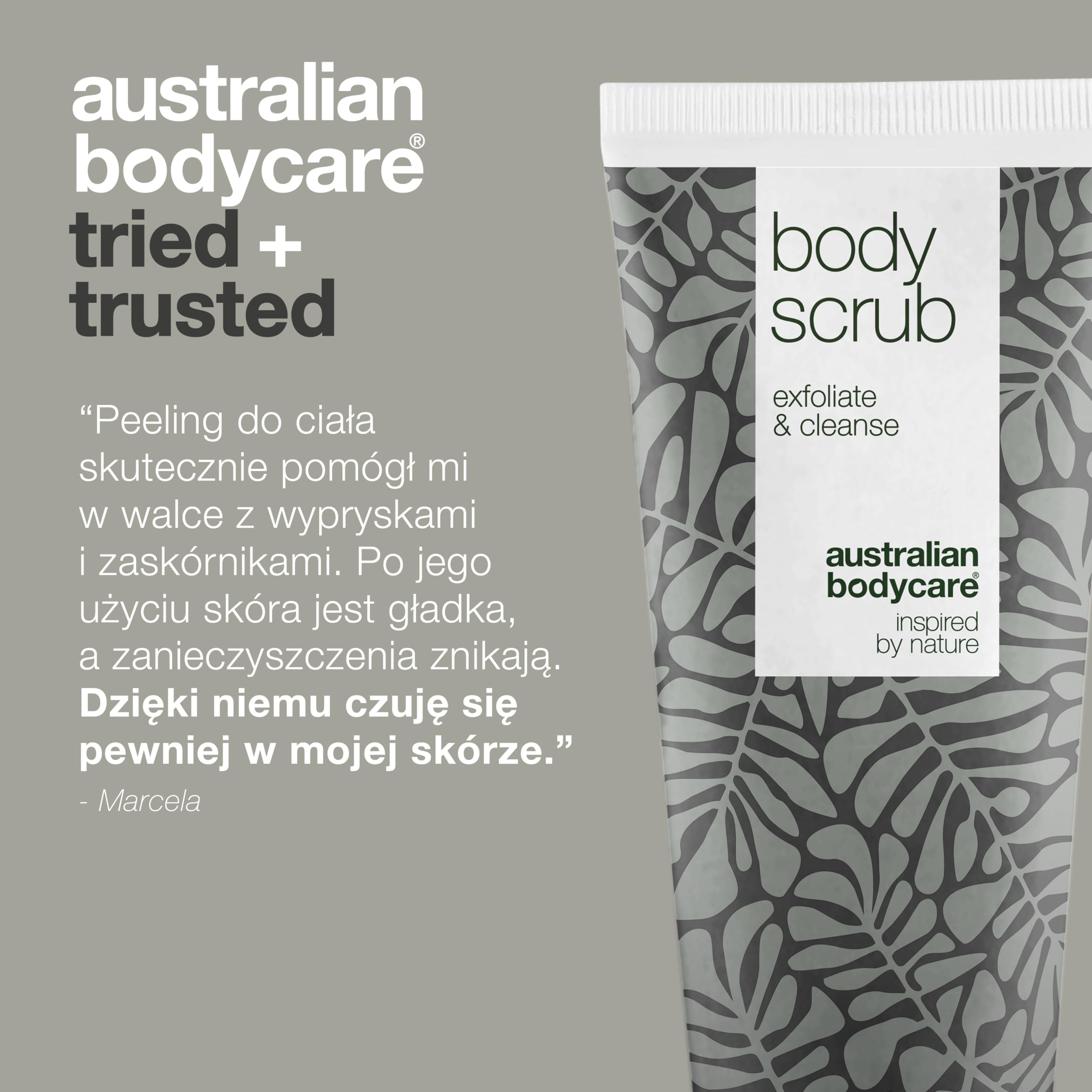 Australian Bodycare Body Scrub, 200ml | Głęboko oczyszczający peeling ze 100% naturalnym Olejkiem z Drzewa Herbacianego | Doskonały do pielęgnacji skóry trądzikowej i zanieczyszczeń na całym ciele