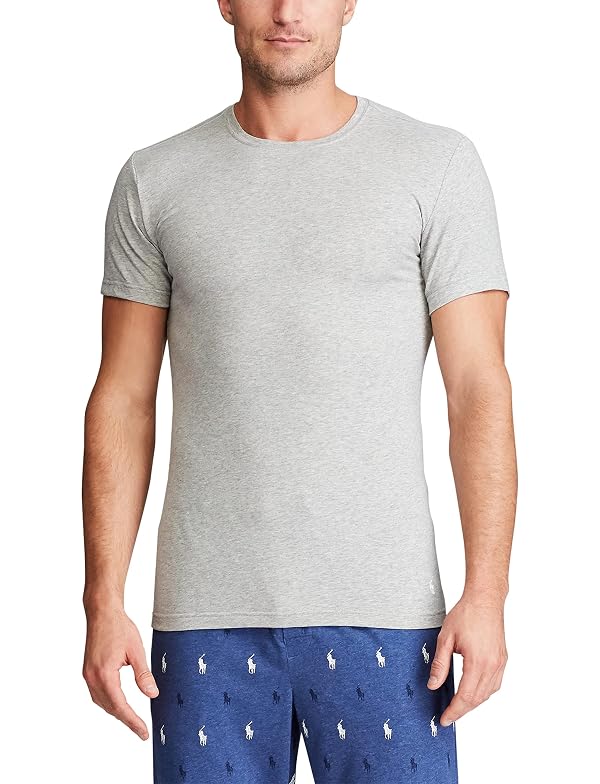 Polo Ralph Lauren Men's Slim Fit Stretch Crew Tee, Oatmeal Heather/White, Sand Heather/White, Andover Heather/White, Medium by POLO RALPH LAUREN - Used condition - Image 2