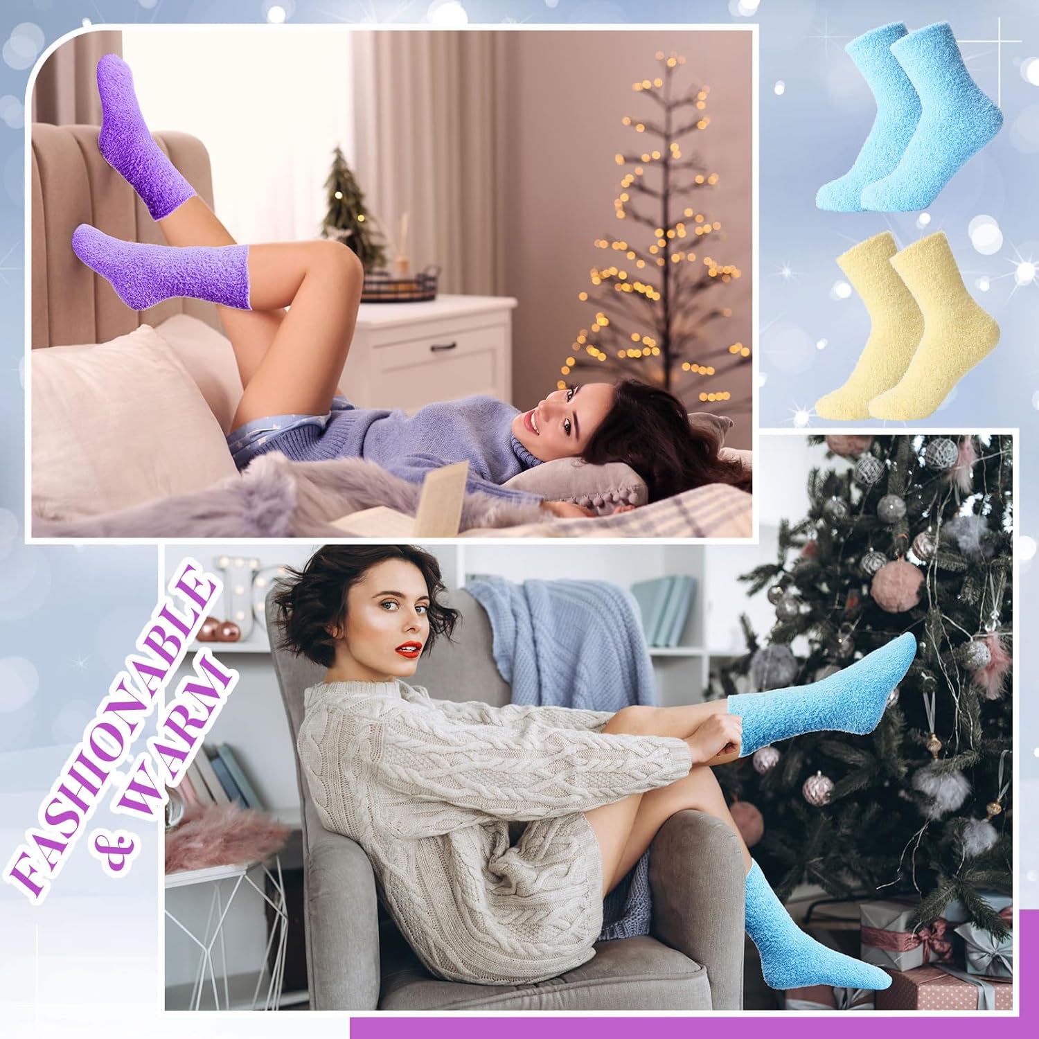 12 Pairs Fuzzy Socks Bulk for Women Warm Fluffy Winter Soft Sleep Slipper Socks for Home Outdoor Valentine's Day - Image 4