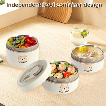 3/4 Pack Food Box Stackable Adult Lunch Box Portable Insulated Food Container Leakproof Bento Box with Chopsticks Spoon Insulated Bag Stainless Steel Food Container for Kids and Adults(3 box)