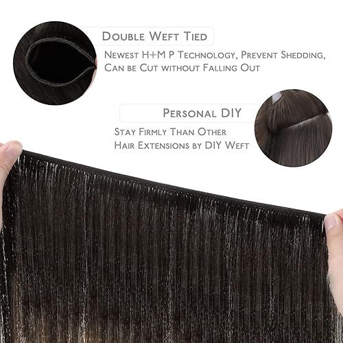 Miniatura 9 de WENNALIFE Extensiones de cabello humano real para coser, 18 pulgadas, 3.16 onzas, balayage, color marrón chocolate a rubio caramelo, atadas a mano,