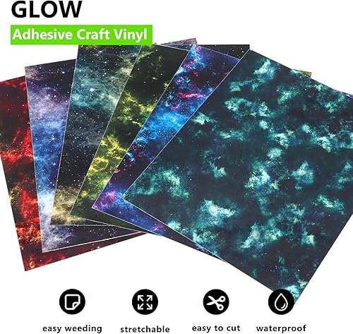 Miniatura 36 de Heflashor Vinilo adhesivo con purpurina para manualidades, 12 hojas de vinilo permanente brillante de 12 x 10 pulgadas, vinilos extraíbles