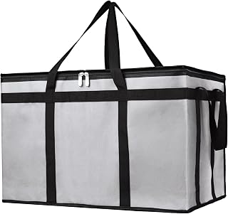 Bodaon Insulated Bags for Delivery, XXX-Large Pizza Delivery Bag, Doordash Catering Bag, Food Warmer Hot Bag, Uber Eats Driver Essentials, Gray, 1-Pack