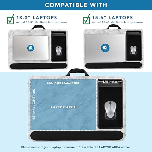 Miniatura 55 de LAPGEAR - Escritorio de regazo para oficina en casa con repisa para dispositivos, alfombrilla de mouse y soporte para teléfono, carbón plateado, se