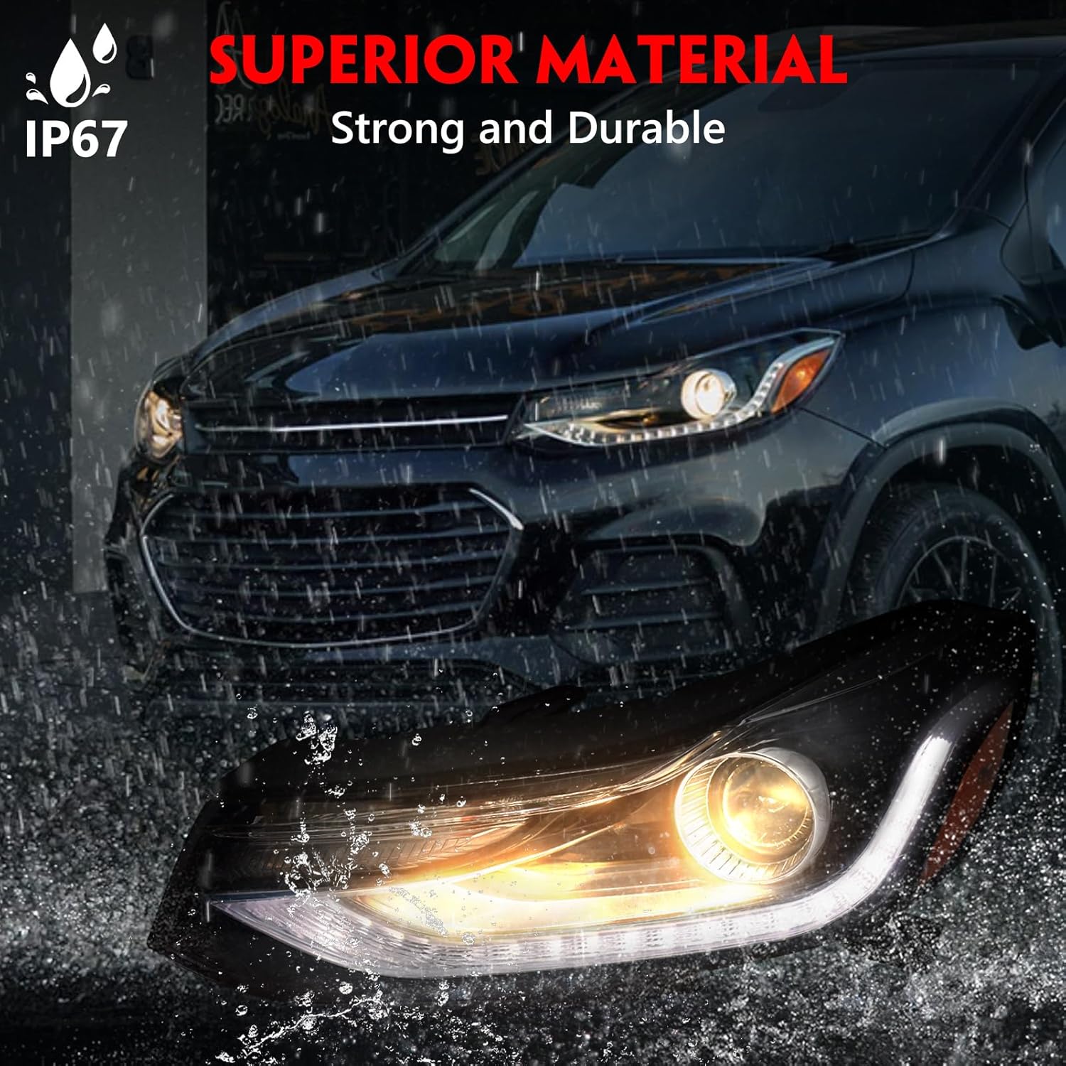 Huray Left Halogen Headlight Assembly Fit for Chevy Trax 2017-2022 LH Projector Headlamp w/LED DRL OE Factory Head Light Replacement for GM2502450 42725480 Driver Side