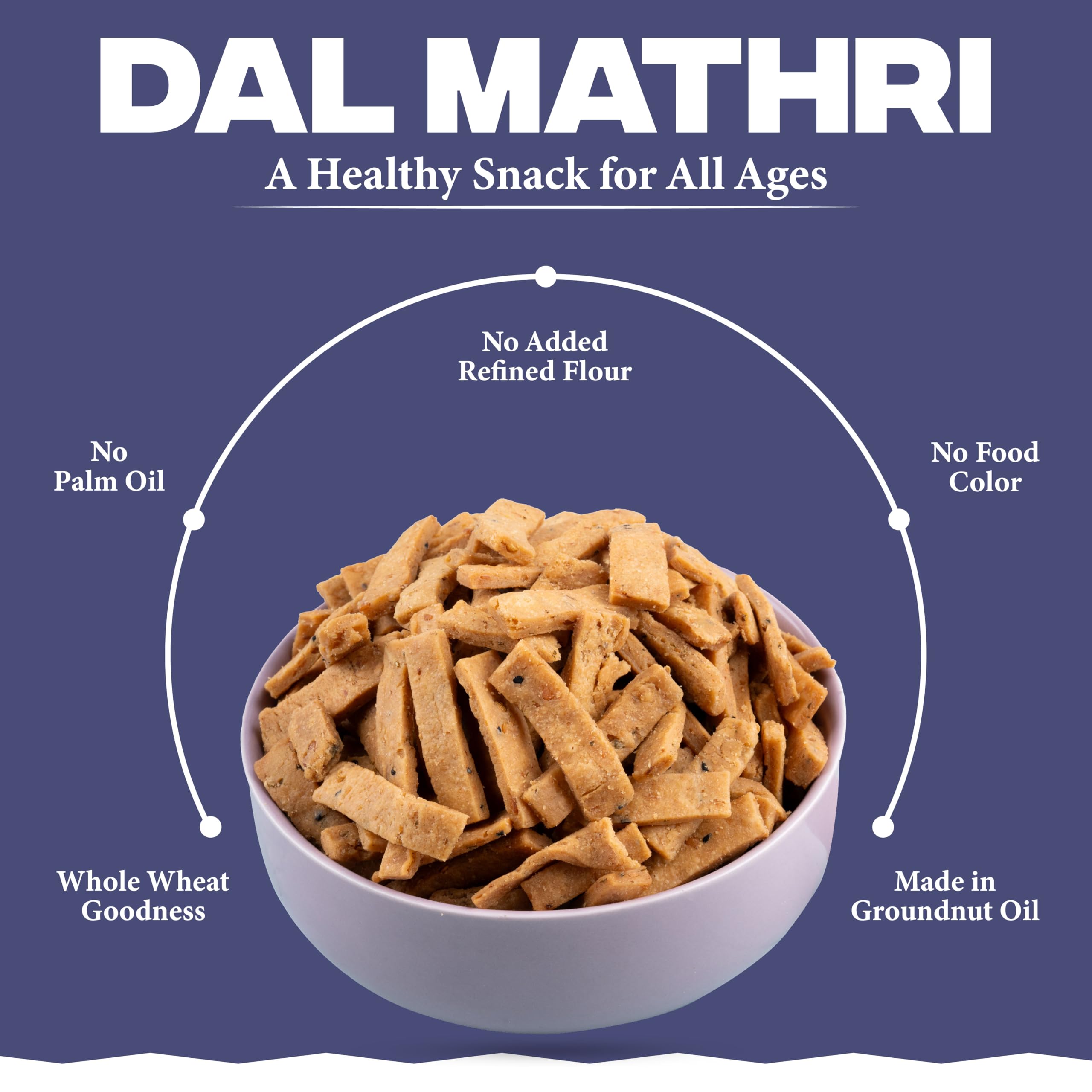 Gud Mishri Dal Aata Mathri 380 Gm | Whole Wheat Crispy Mathri Snack | Made in Groundnut Oil | No Refined Flour, No Margarine & No Food Colors | Traditional Indian Tea-Time Namkeen | Crunchy Festive Snack 2