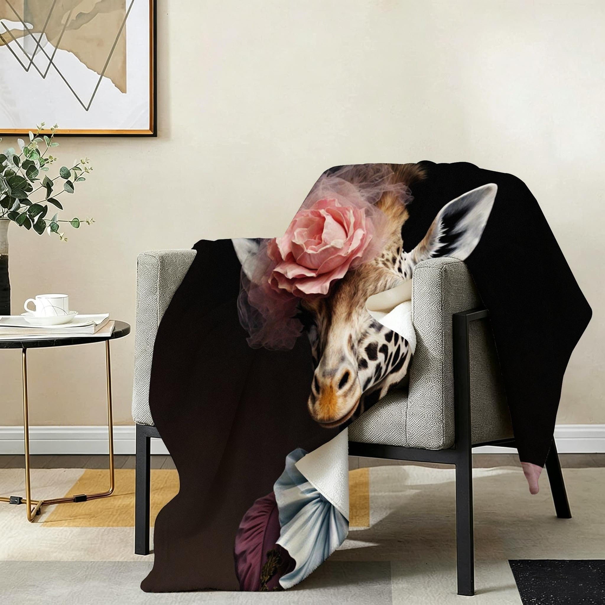 Mantas 3D 220x240cm Jirafa Negra Franela Frazada para Cama 150-A255