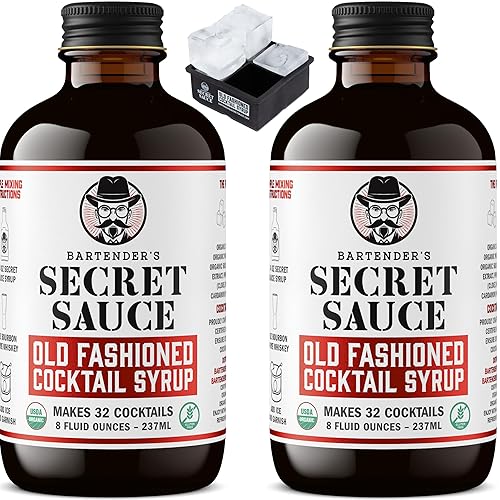 Bartender's Secret Sauce Old Fashioned Syrup 2 8 onzas + 4 cubos 2 pulgadas molde de silicona para hielo